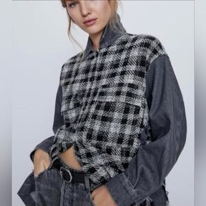 NWOT ZARA denim Tweed Jacket